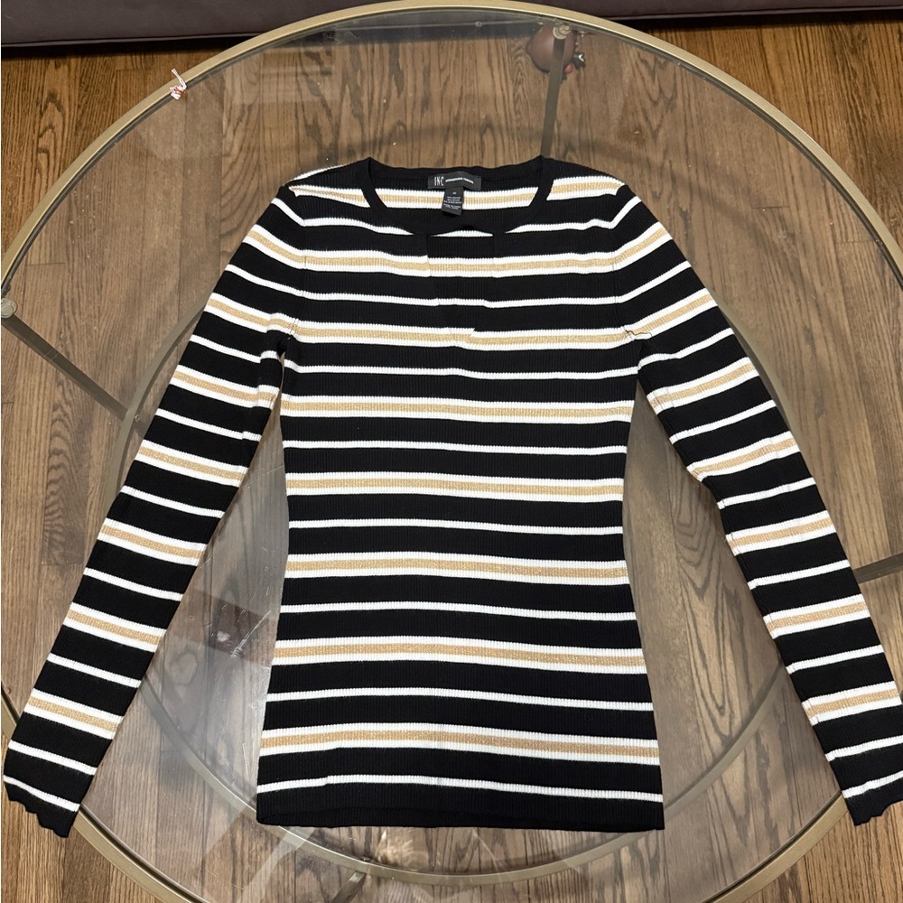 INC gold black and white sweater, thick material, medium, great condition